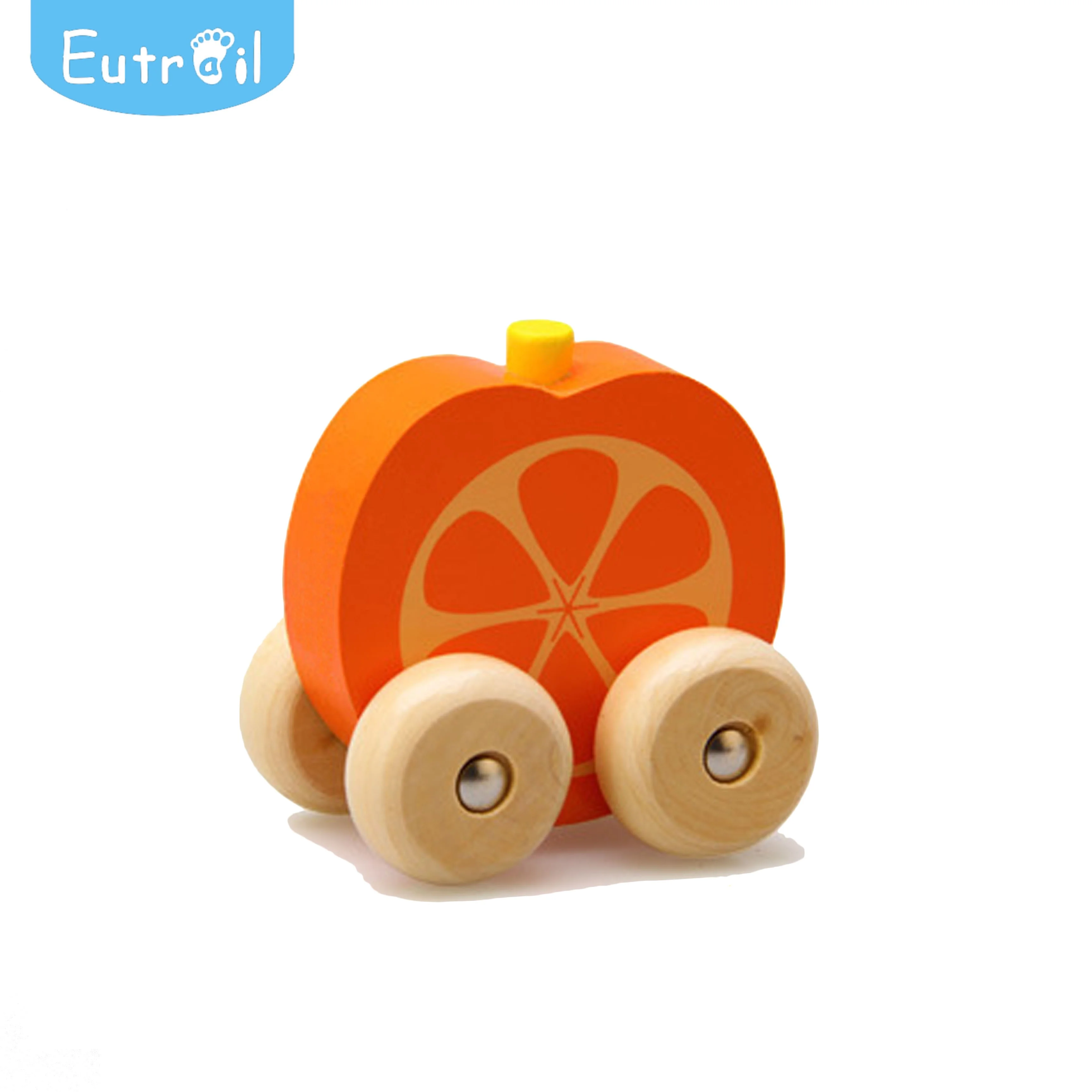 Orange Kids Wooden Toys Car