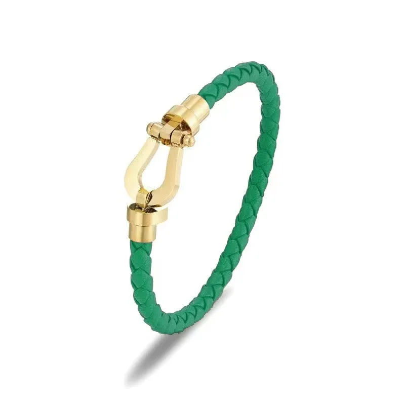 2025 New  luxury 18k Gold-plated Buckle Leather fred force Bracelet High quality stainless steel buckle Fred bracelet For gifts