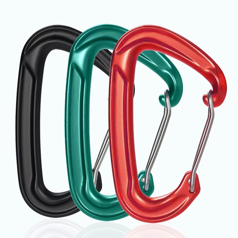 JRSGS Manufacturer CE EN12275 22KN Wire Gate Carabiner Connector Hammock Clip Aluminum Spring Snap Hook Rock Climbing S7102S