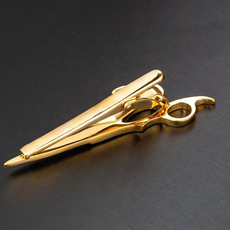 Wholesale Fashion Clothes Accessory 18K Gold Plated Copper Scissor Tie Clip for Men