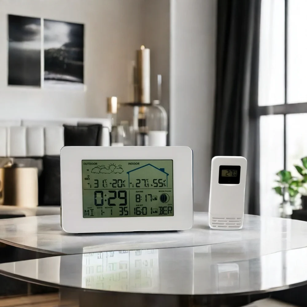 Wholesale Digital Weather Station Clock Plastic Flat Clock Outdoor Desktop Use USB Factory Direct Office Living Room OEM/ODM