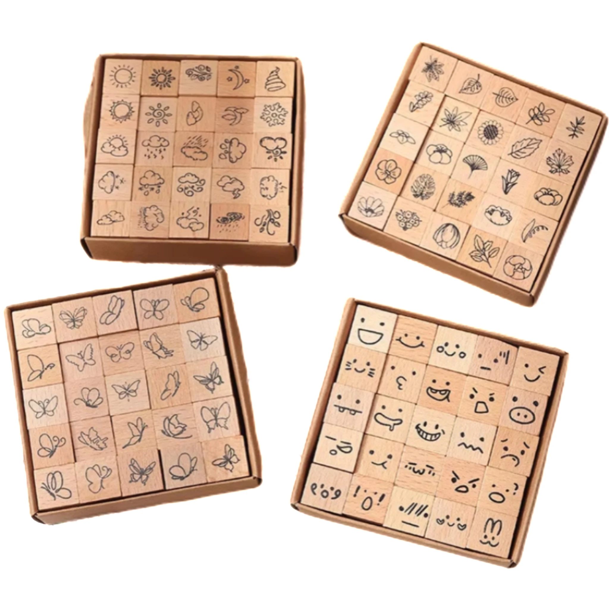 Wholesale creative retro Butterfly plant flowers weather rubber diary DIY decorative printing floral wooden stamp seal set