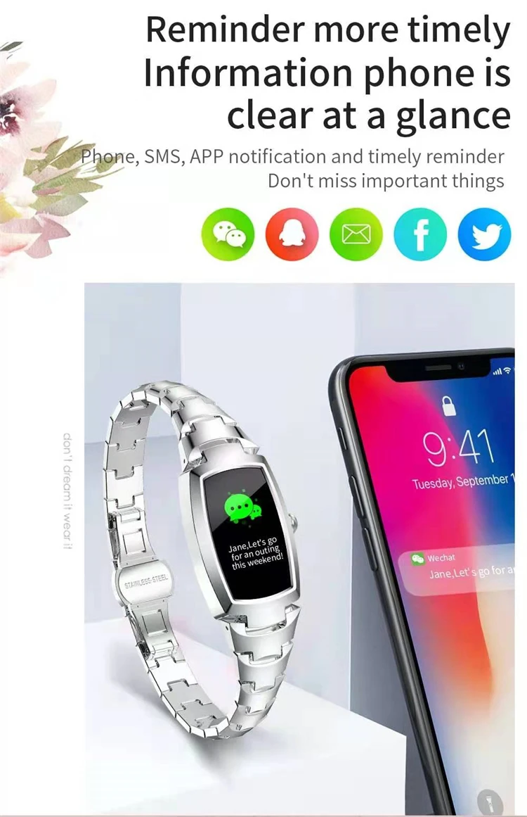 Lady smartwatch LW07 bracelet for android ios with Fitcloudpro APP and Heart rate blood pressure oxygen women smart band