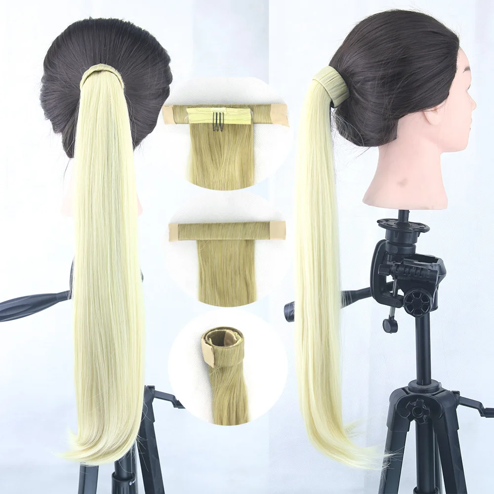 Популярные Длинные прямые Кудрявые Волнистые концы Волшебная паста светлые волосы для конского хвоста кулиска синтетические накладные волосы для конского хвоста