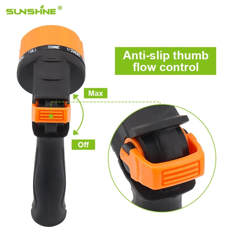 2024 Upgraded High Pressure Anti-Oxidative Metal Garden Water Nozzle 10 Adjustable Thumb Control Garden Hose Nozzle Sprayer Gun