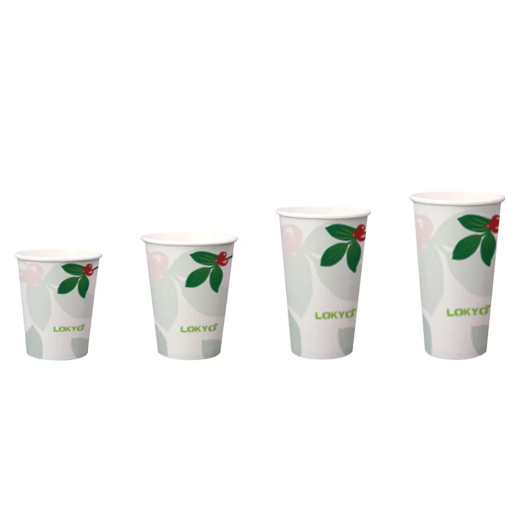 LOKYO custom 4oz 8oz blanks white compostable biodegradable water plastic free tea eco-friendly paper coffee cups
