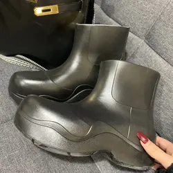 Fashion rain boots non-slip water shoes waterproof platform Fur ankle boots women hunting shoes fishing shoes