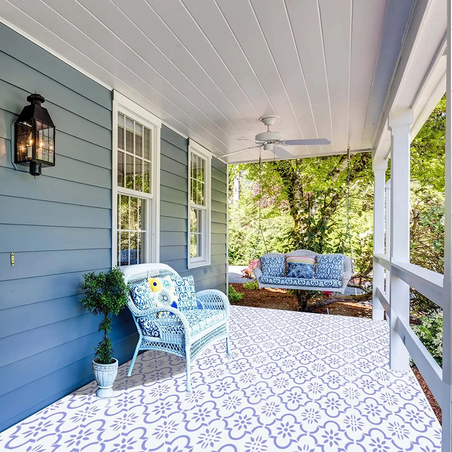 Simply Floor Tile Stencil 12 x 12 Inch Moroccan Wall Stencils for Painting Large Pattern Concrete Stencils for Patio