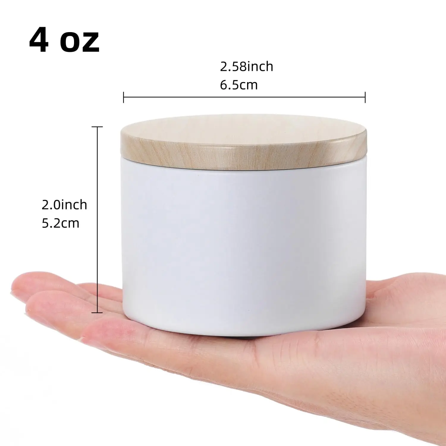 Hot Sale White Candle tins with Metal Wood-Grain Printing Lids