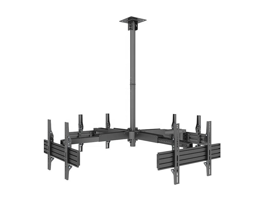 Swivel 90 Quad Display Side by Side Ceiling Mount Telescopic Extension VESA 600X400 mm Max load 30KG