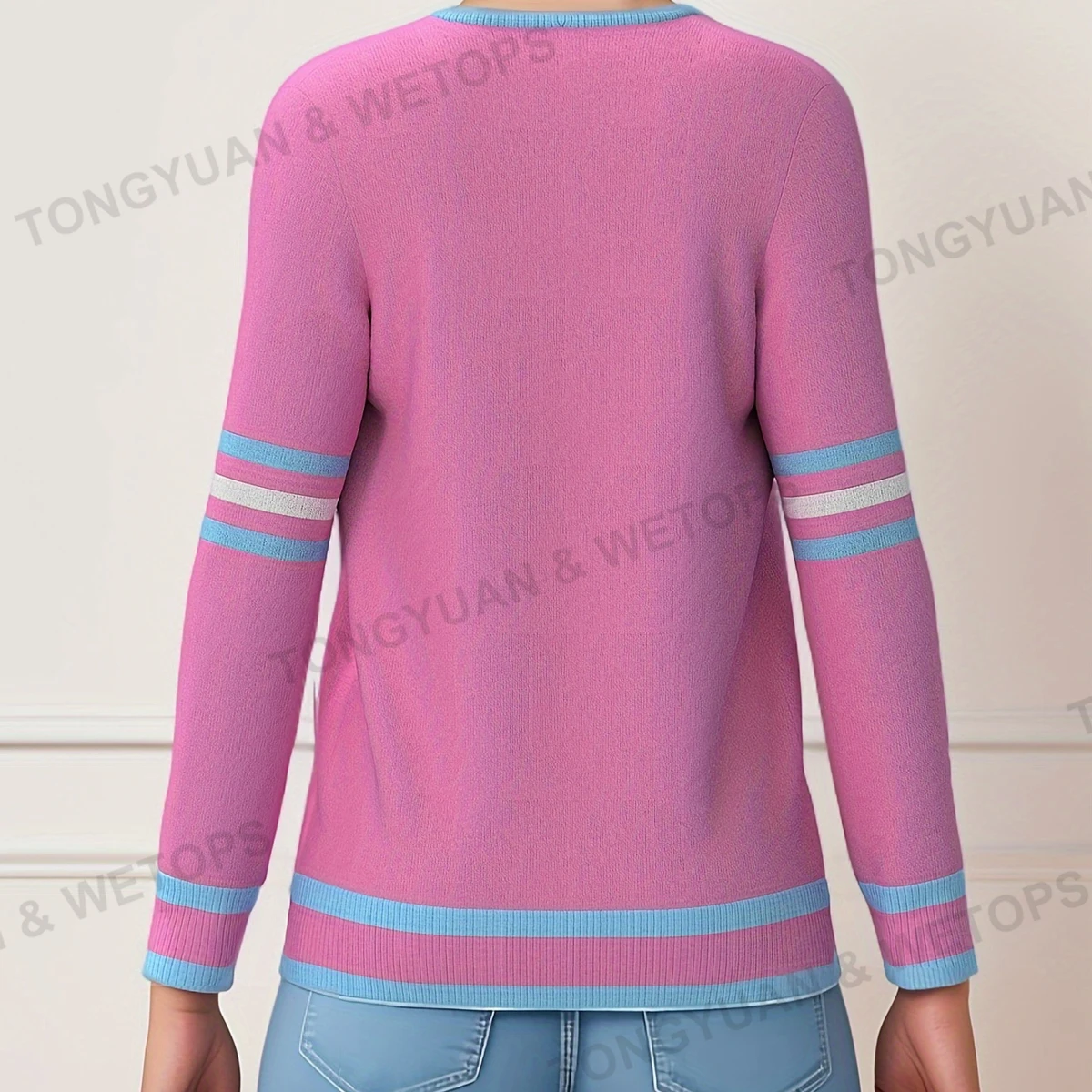 BSCI Customize Clothing With Your Logo Sorority Decorative Greek Blue And Pink Letters Sweater