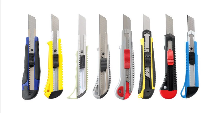 Cheap factory price hand tools safety retracting mini office paper cutter utility knife with 9mm blade