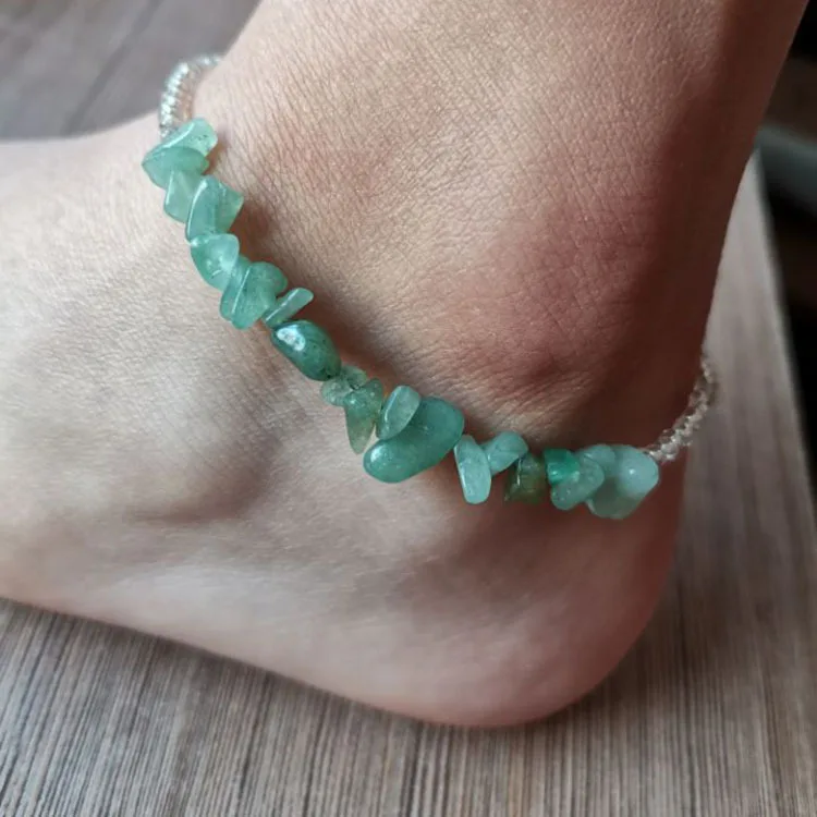 
I You Win Crushed Stone Rice Bead Anklet Stone Beaded Beach Lady Crushed Stone Anklet 