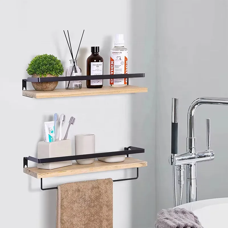 Wall Shelves Set Of 2, Wall Mounted Wood Shelves For Home Decor, Bedroom, Living Room, Bathroom, Kitchen