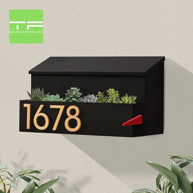 Custom Modern Contemporary  Wall Mounted Mailbox with House Numbers