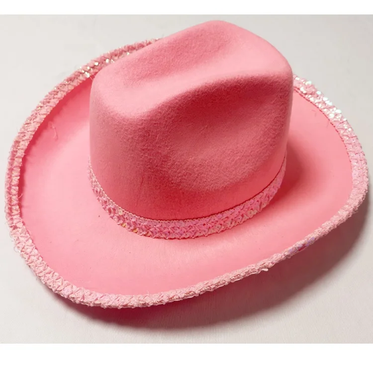 
Wholesale 100%polyester ladies mexican white cowboy hats Party Cowboy Hats 
