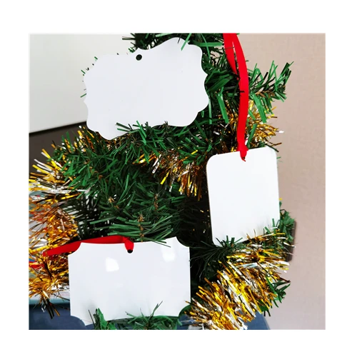 2024 RedSharkSub Wholesale Sublimation Ornaments London Snowflake Shape with Ribbon for Heat Press Personalized Ornament Blanks