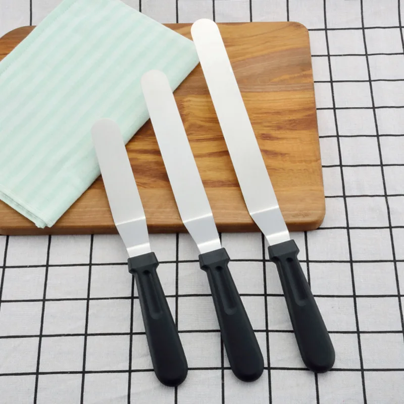 6 8 10 Inch Stainless Steel Blade Angled Cake Decorating Knife Icing Frosting Spatula Set with PP Handle