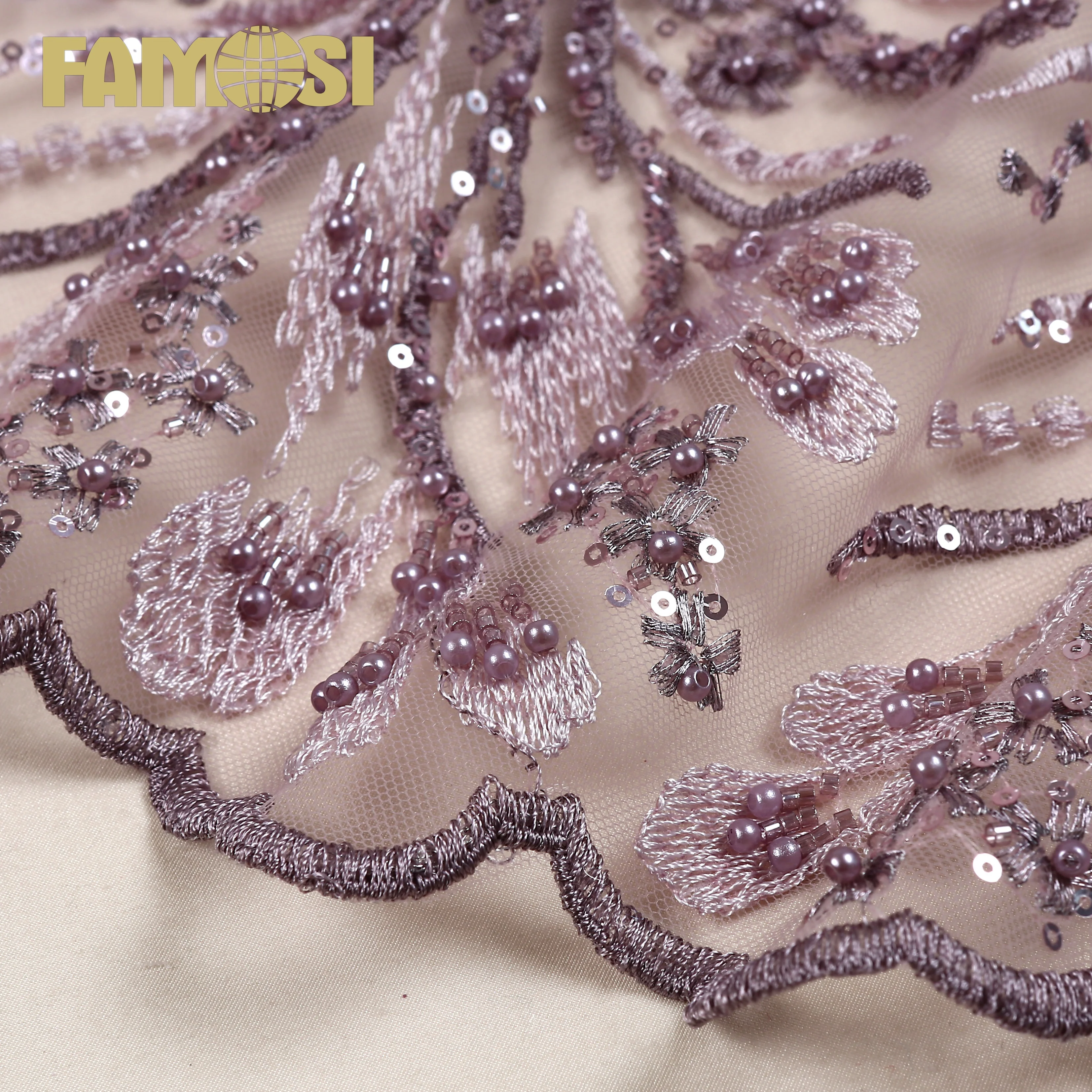Роскошная вышитая жемчугом Тюлевая кружевная ткань с блестками и бусинами для свадебной