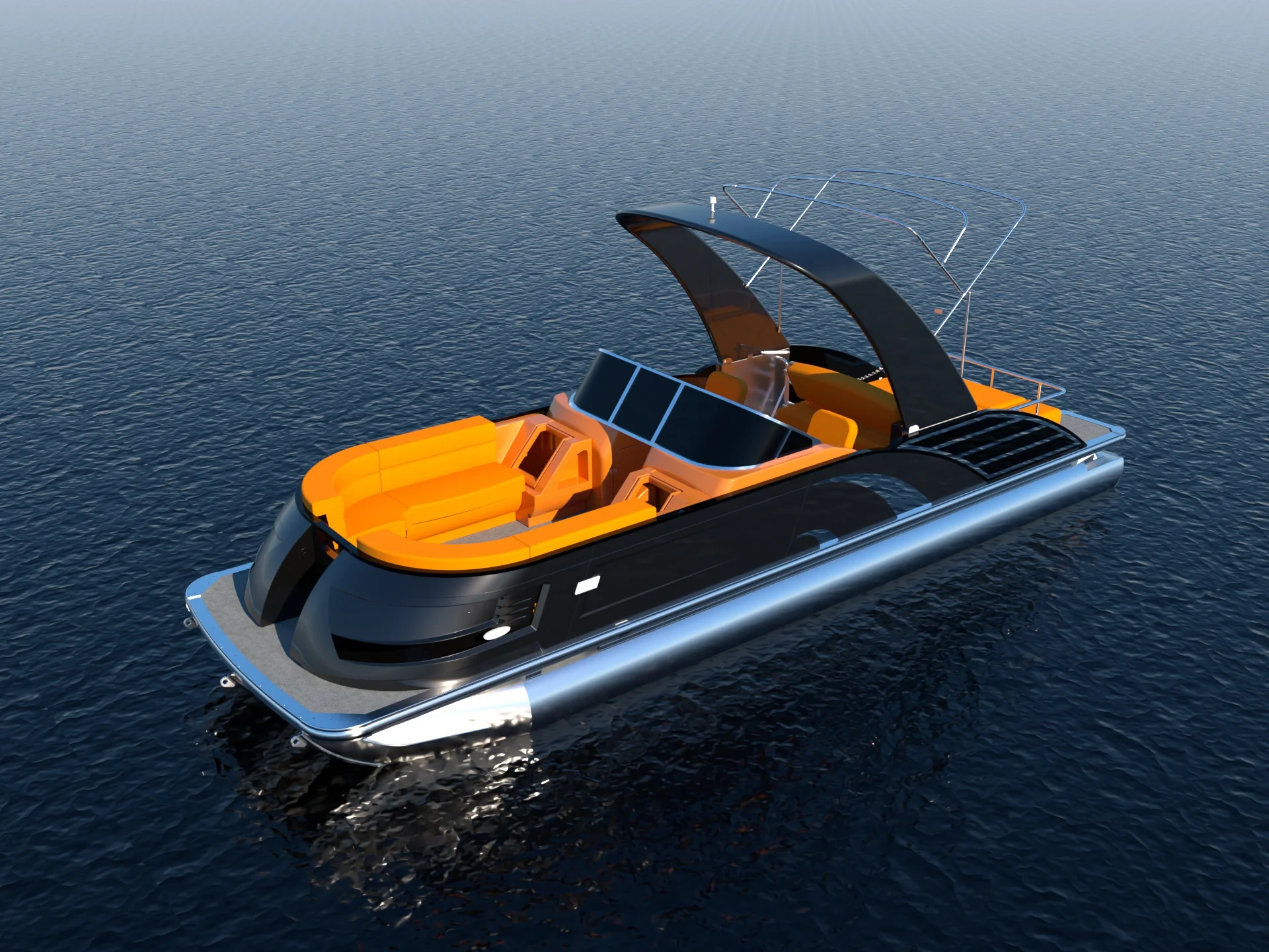 Luxury high end sport tritoon Fiberglass Yacht Pontoon party boat with ISO2008 and CE