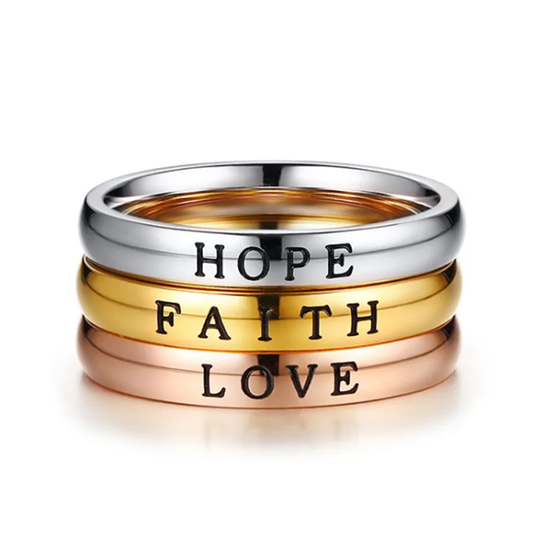 Новые Кольца HOPE FAITH LOVE для женщин трехцветное кольцо из нержавеющей стали девочек лучших друзей вечеринок аксессуары ювелирные изделия