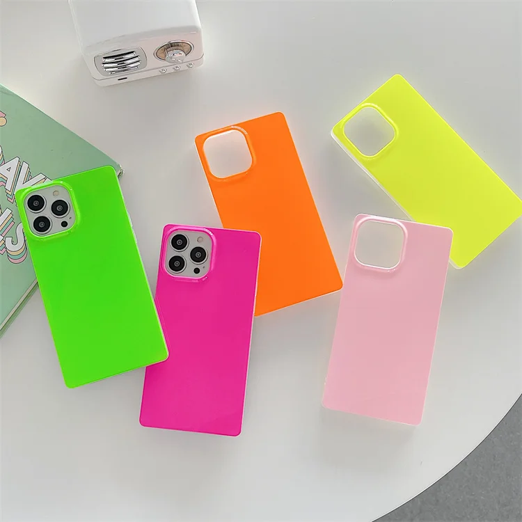 New Creative Cute Fresh Fluorescent Color Anti Drop Square Mobile Phone Case For iPhone 11 12 13 14 pro max