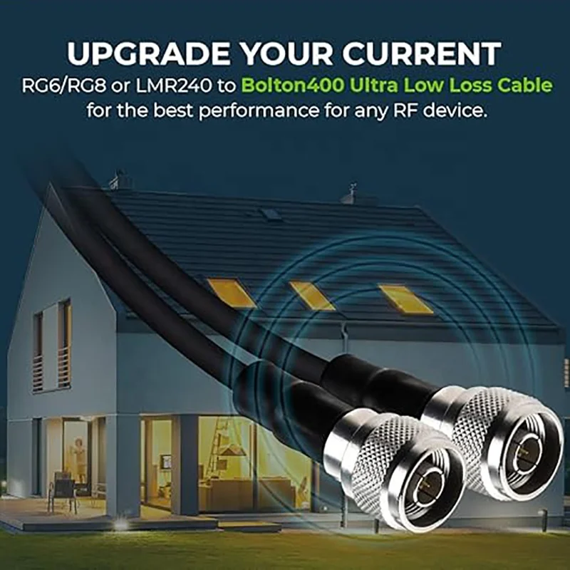 Heavy Duty Ultra Low Loss Coax Cable 50ohm UHF Male for LMR400 Cable Black