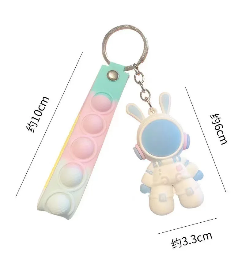 New 3D Mini Creative PVC Cartoon Character Keychain Space Rabbit Astronaut Key Ring Fashionable PVC Plush Keychain
