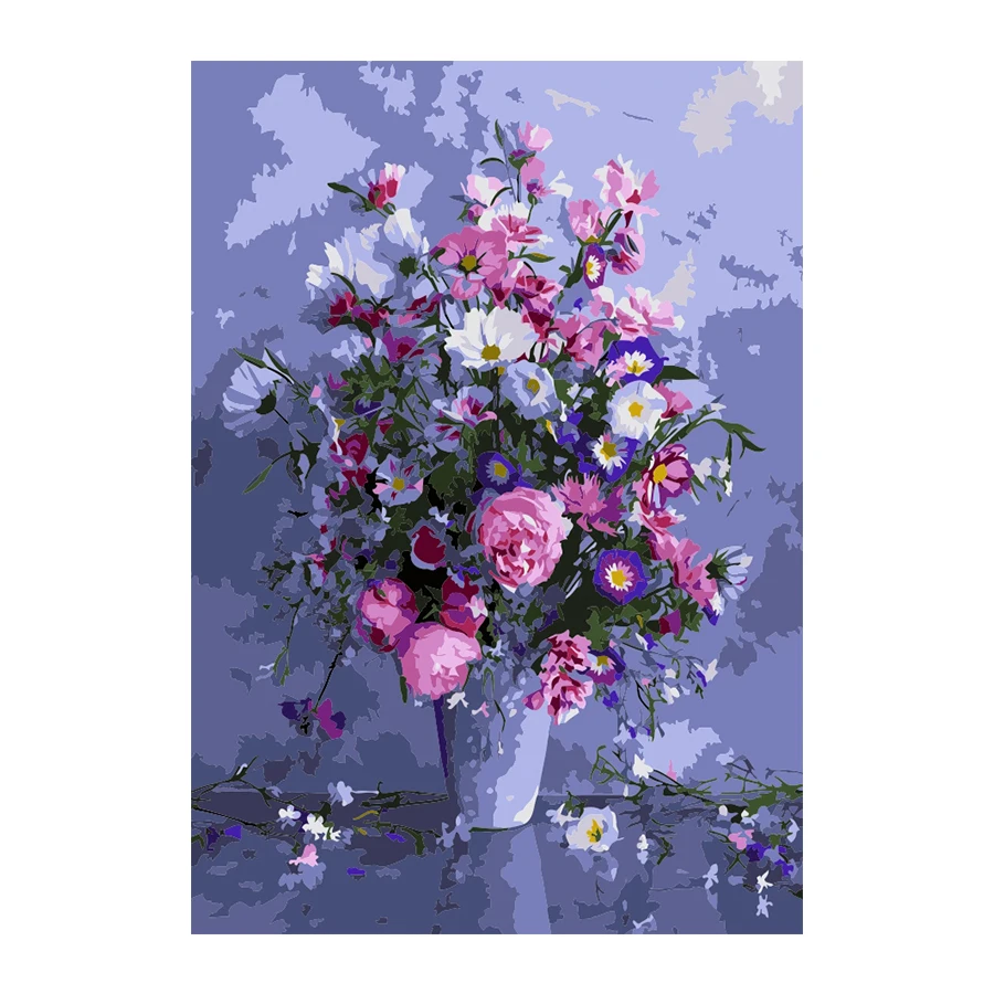 40*50CM flower arrangement  Hand painting by numbers DIY  oil painting by numbers