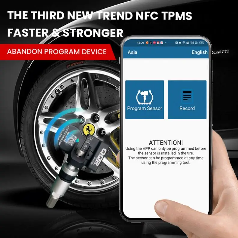 NFC TPMS Sensor Tire Pressure Monitor Sensor 2 in 1 315MHz 433MHz Replaced OEM Tire Sensors programming universal tpms