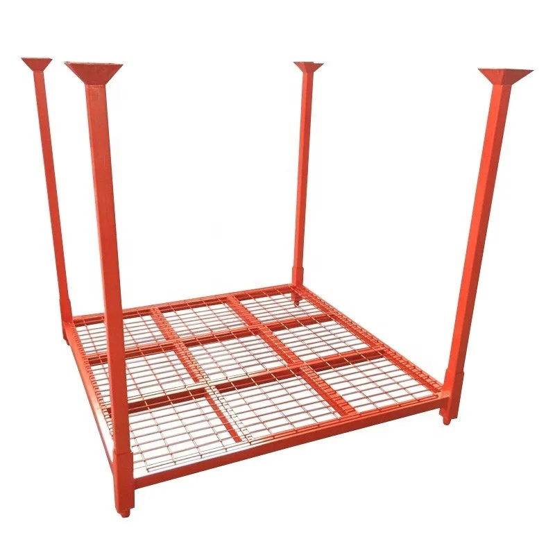 Foldable Hot Sale Space Saving Metal Industrial Drill Powder Coat Stack Commercial Pallet Rack Warehouse Storage Stacking Racks