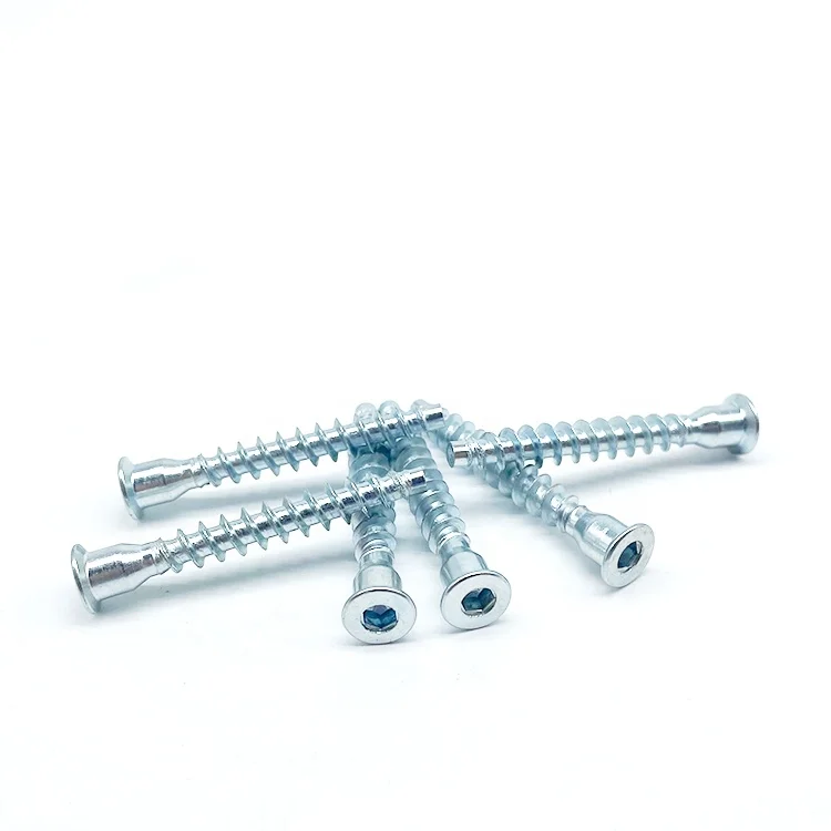 Carbon Steel Blue Zinc Plated Metric Flat Point Allen Socket Furniture Wood Confirmat Screw 5x50