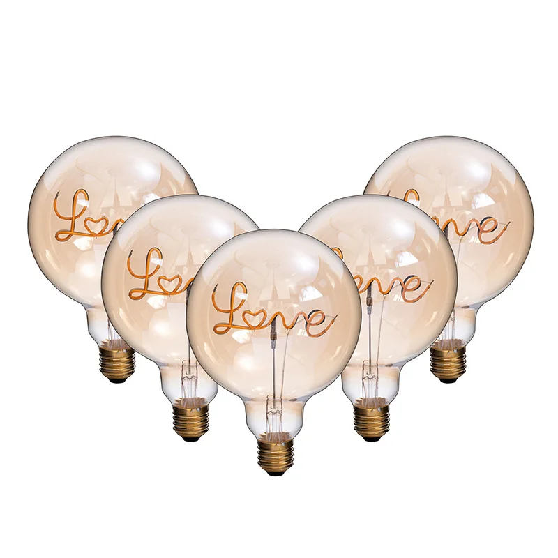 G125 LED Filament Bulb With Letter In The Bulb Customized E26 E27 LED Vintage Retro Edison Bulb for Decoration