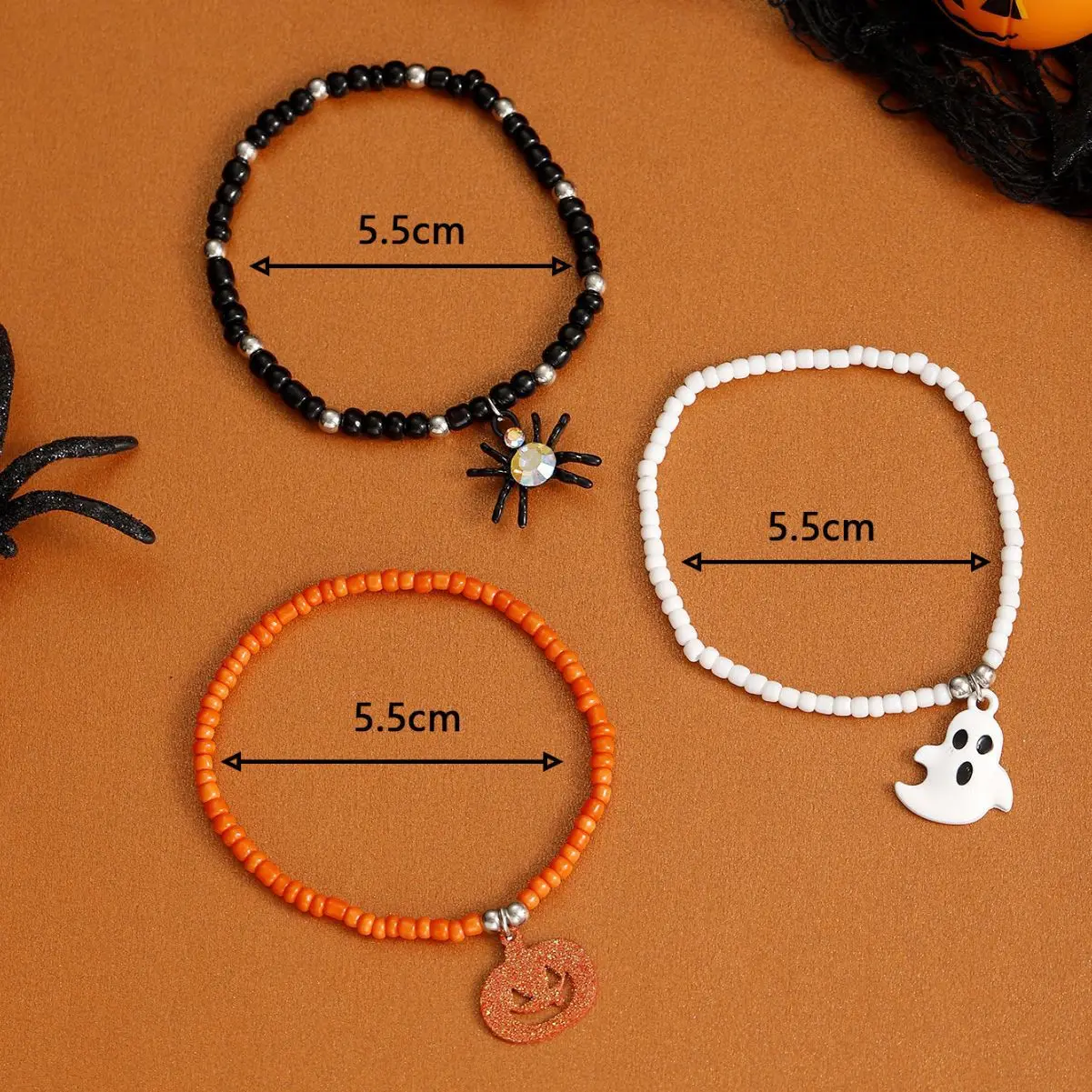 Wholesale Halloween Bracelet Combination Dark Funny Spider Ghost Pumpkin Beaded Bracelet