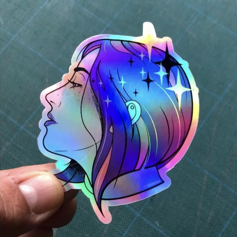 Custom Print Durable Waterproof Vinyl Paper Decoration Hologram Sticker Sheet Bike Laptop Custom Die Cut Sticker