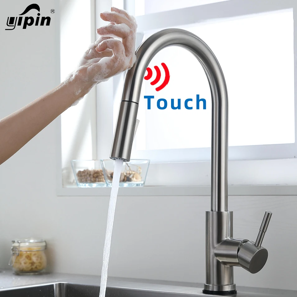 With Touch Sensor,smart Touch Kitchen Faucets Crane for Sensor,touch Faucet Pull Out Kitchen Faucet Ceramic 304 Contemporary