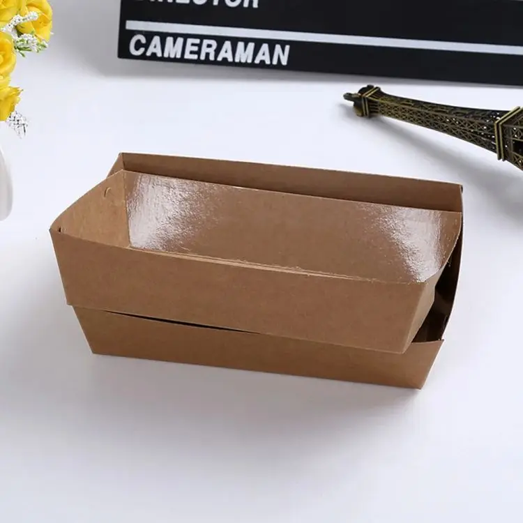 Custom Recycle Kraft Biodegradable Disposable Paper French Fries Food Packaging Takeaway Tray Box