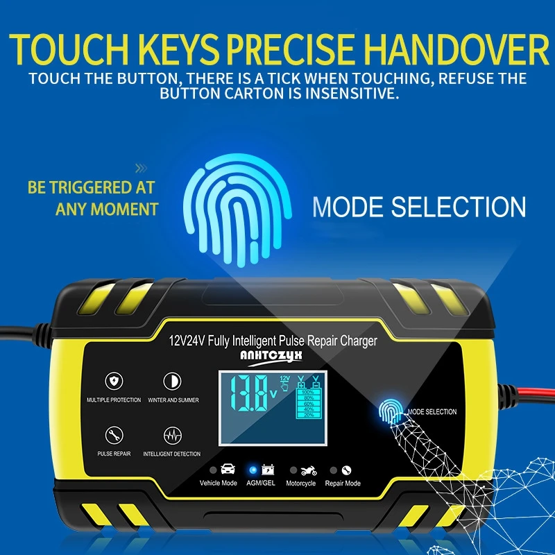 Car Battery Charger 12V 10A Battery Charger Car 12/24V 8A Touch Screen Pulse Repair Lcd Standard For