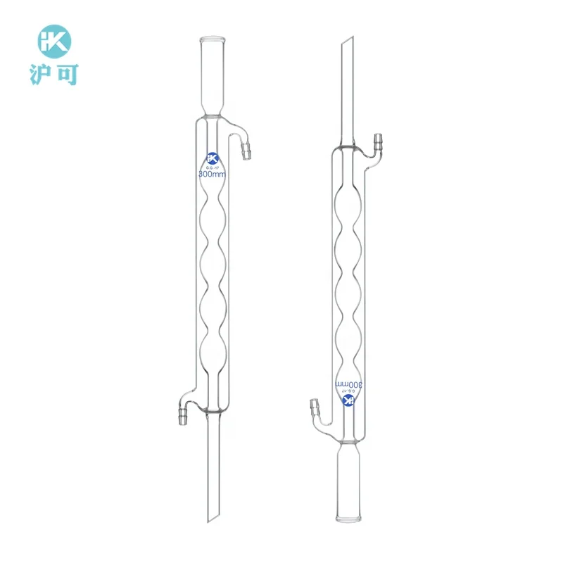 Factory price lab use glass Allihn condenser with bulbed inner tube