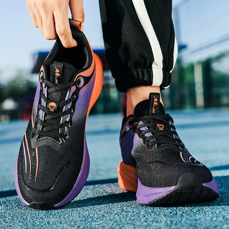 Wholesale Ultra Light Running Shoes New Rotating Button Lace Free Sports Shoes Breathable And Shock Absorbing Running Shoes