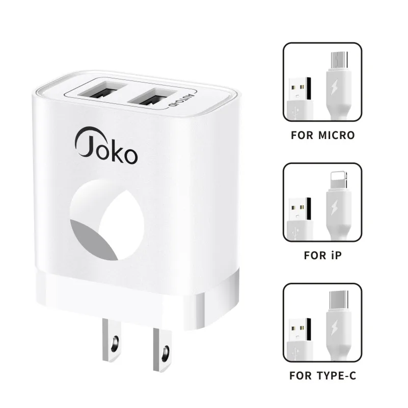 Konfulon Top selling 2023 Dual USB Port Wall Charger 1M Type C Cable charging battery Set Travel Power Adapter For US EU UK Plug