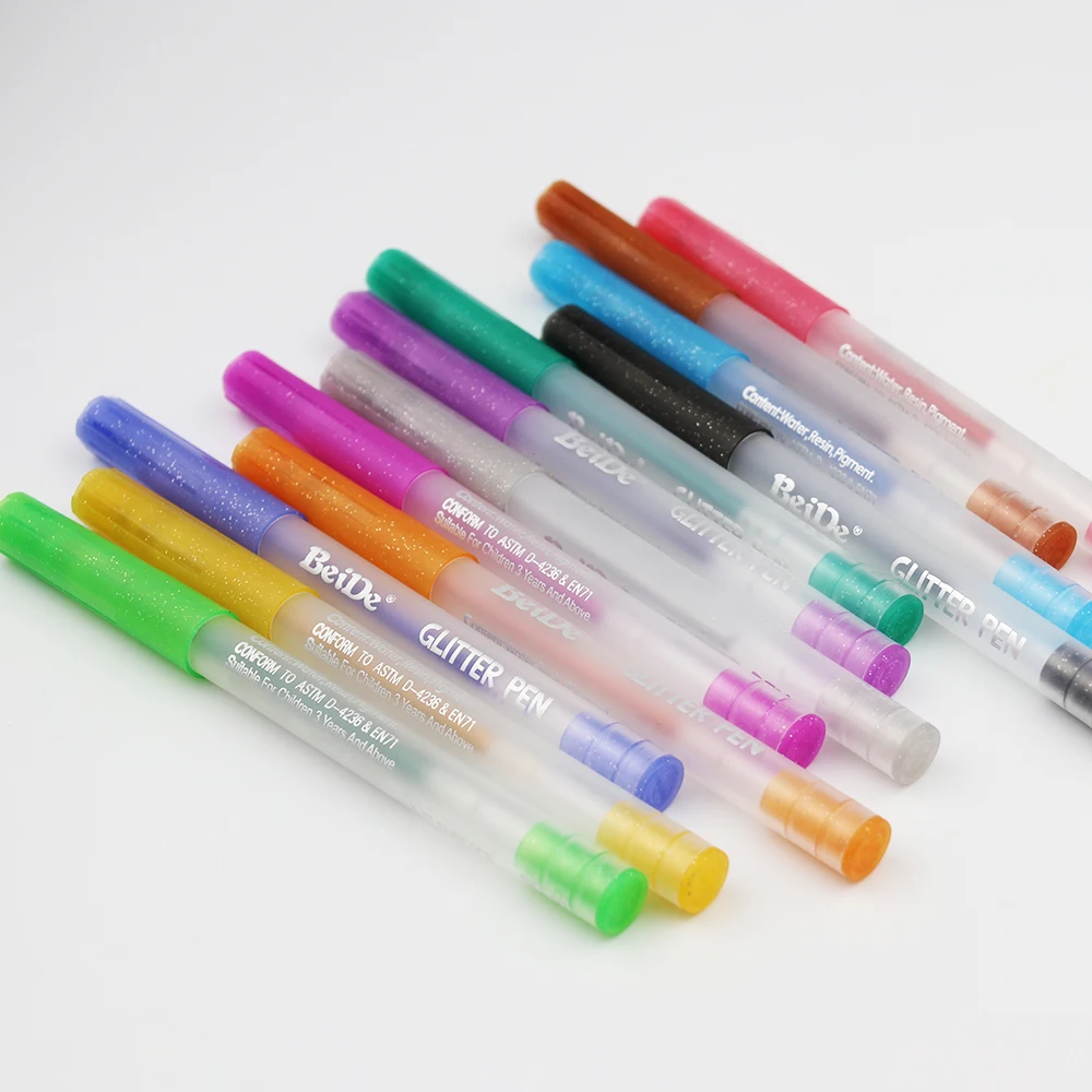 Neon Fine Tip Art Markers Set Glitter Gel Pens for Adult Coloring Book, Drawing, Doodling, Scrapbook, Journaling for Kids