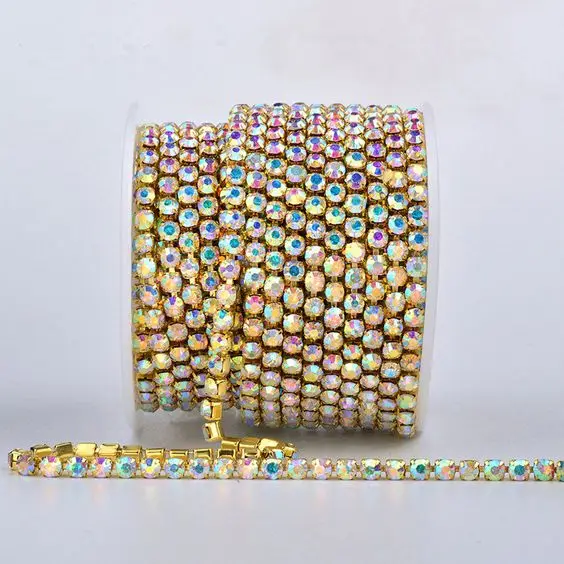 Factory Direct Sales Crystal Rhinestone Cup Chain Wholesale Crystal Round Rhinestone Cup Chain for Dress