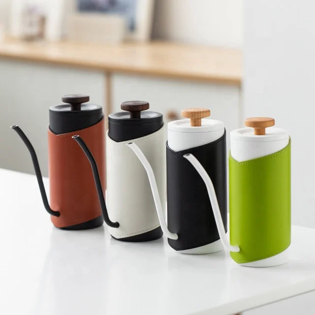 Diguo 450ml Stainless Steel Holy Knight Coffee Goose Neck Drip Kettle With Black & White Kttlle