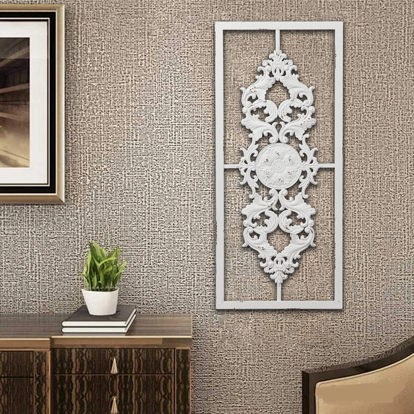 Handmade Rectangular Metal Sculpture Wall Pendant Home Decor,Wholesale Interior Distressed Craft Carved Wall Panels Wall Decor