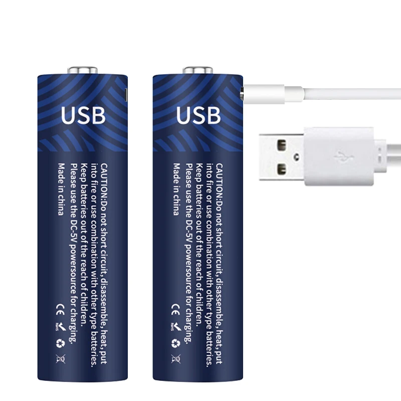 
New Type Battery Replace of USB Battery Rechargeable 1.5v Li-ion Cell AA 2 Pack Lithium Batteries 