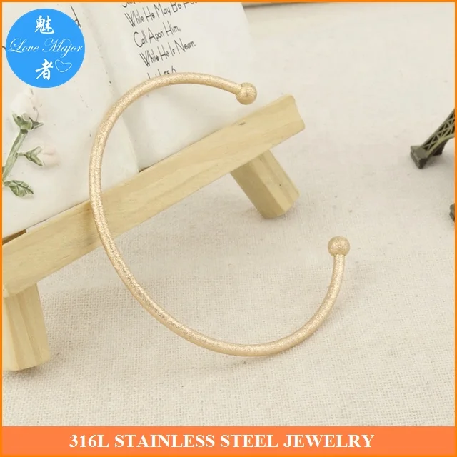 Rose Gold Plated Sand Blasting Cuff Bangle Fashion Jewelry Rigid Fit Stainless Steel Bangle For Women