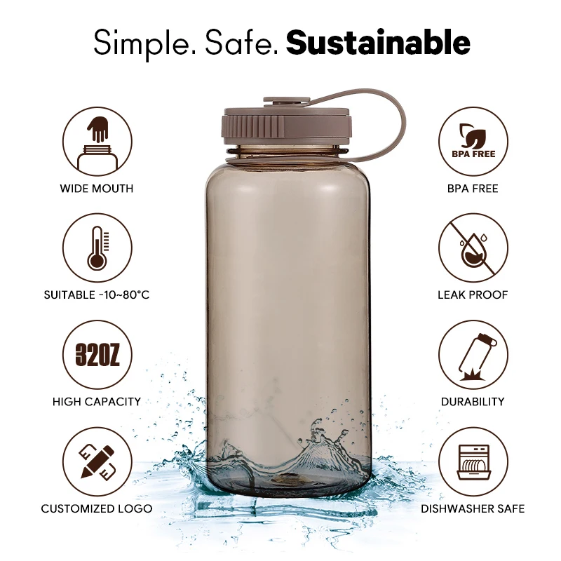 Top Seller Plastic Water Jug Bottle Custom LOGO 1000ml Motivational Tritan 1L Sports Tritan Water Bottle