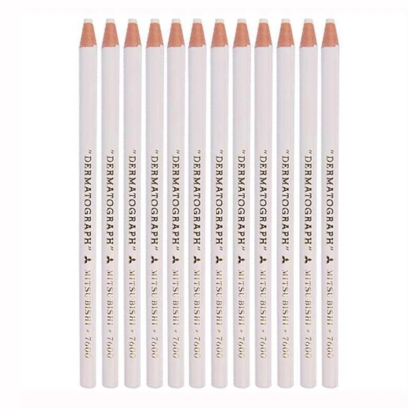 12pcs/Box White Black Dermograph Eyebrow 7600 Pencil Makeup Long Lasting Waterproof Peel-off Design Wooden Handle Eyebrow Pencil