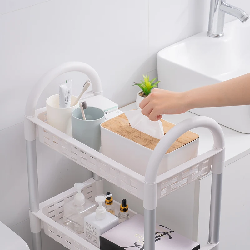 Rugged universal wheel movable multi-layer storage shelving household storage